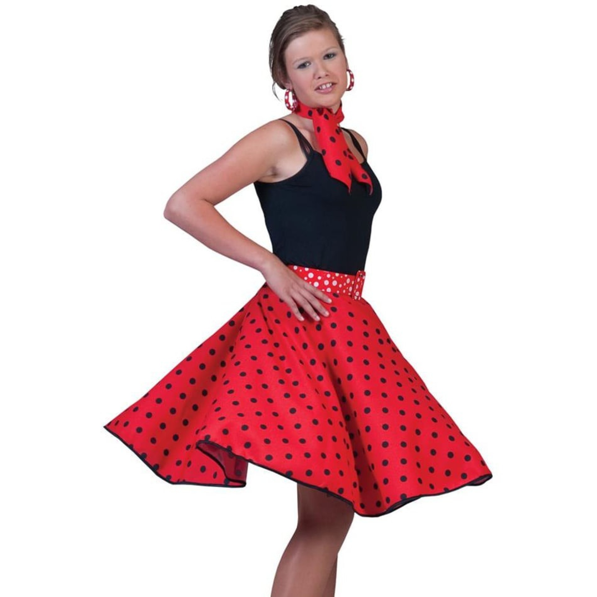 Saia e Lenço Vermelho bolas