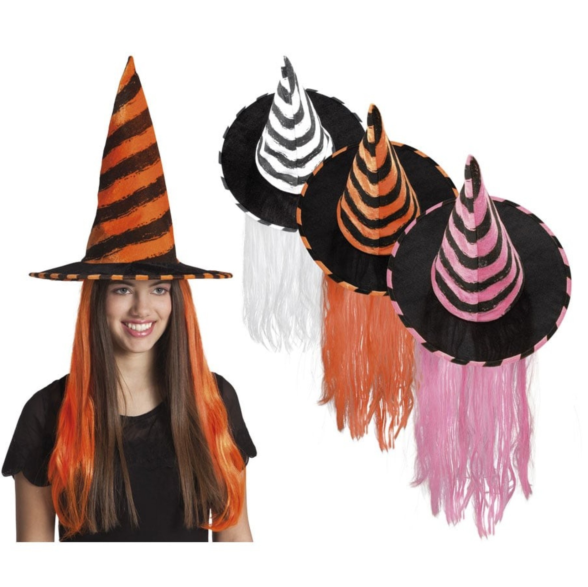 Chapéu Bruxa com Cabelo