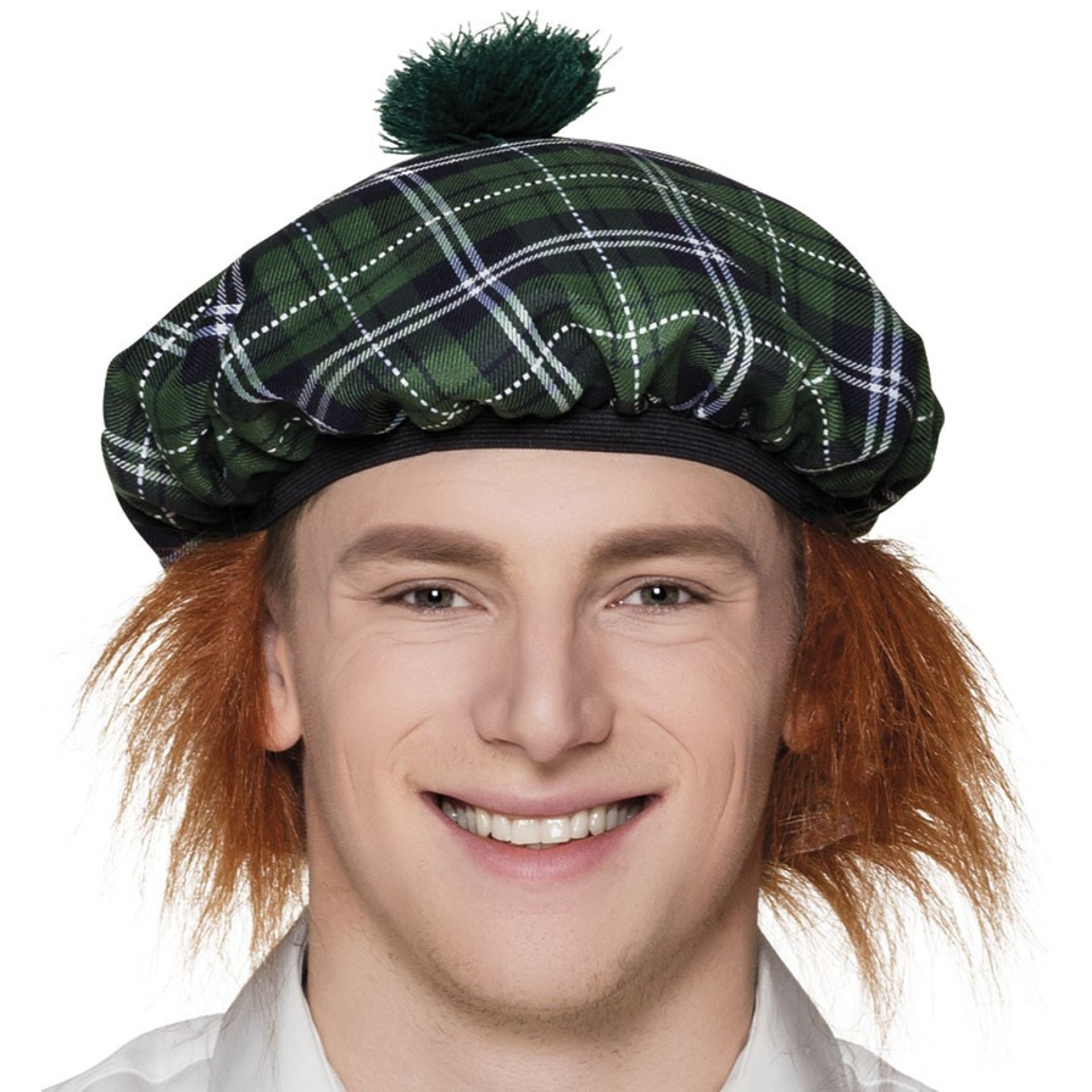 Chapéu Escocês Verde com Cabelo