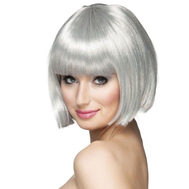Peruca Curta Cinzenta Peruca Curta Cinzenta