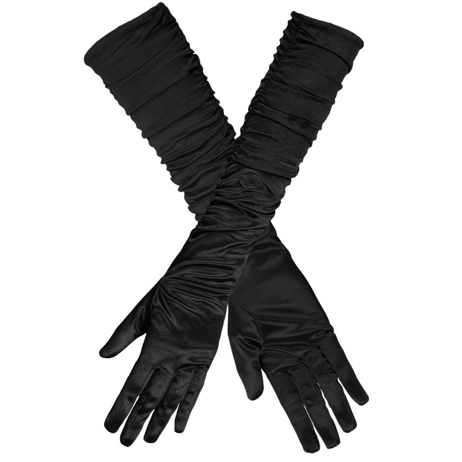 Luvas drapeadas de Cetim Preto