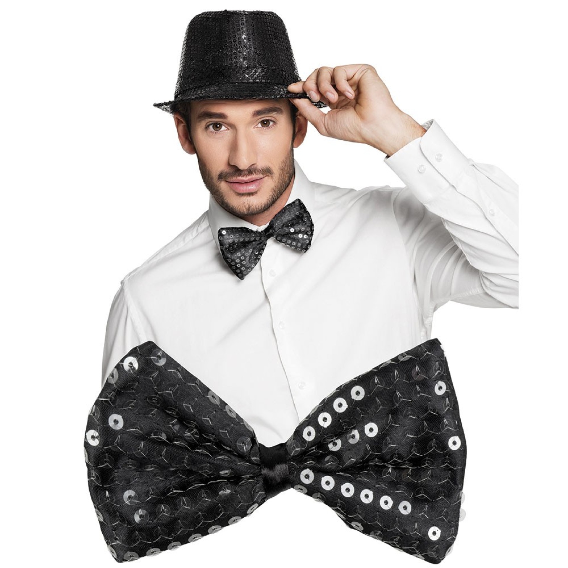 Laço Papillon Preto com Brilhantes (Laço)