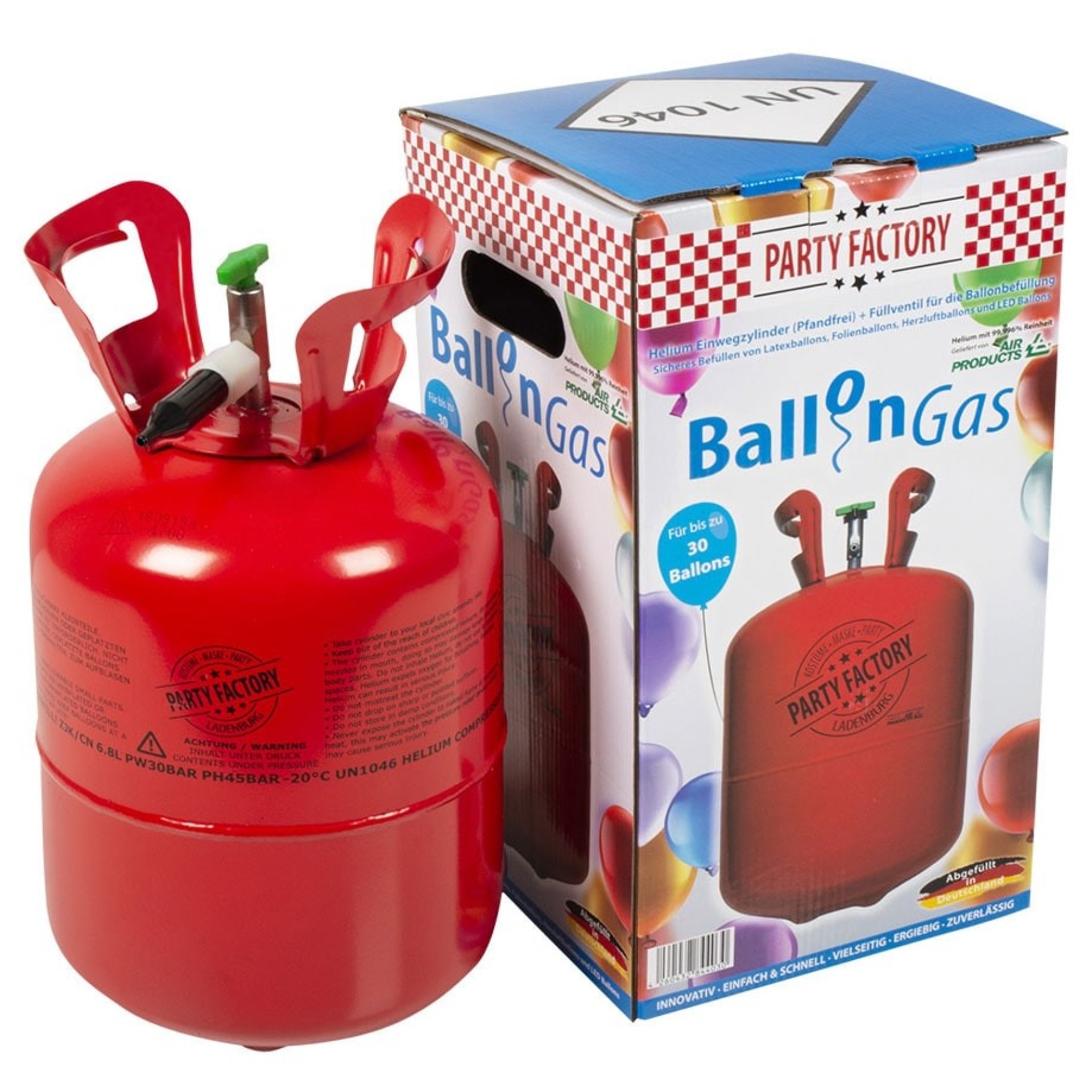 Botija de Hélio descartável 30 Balões