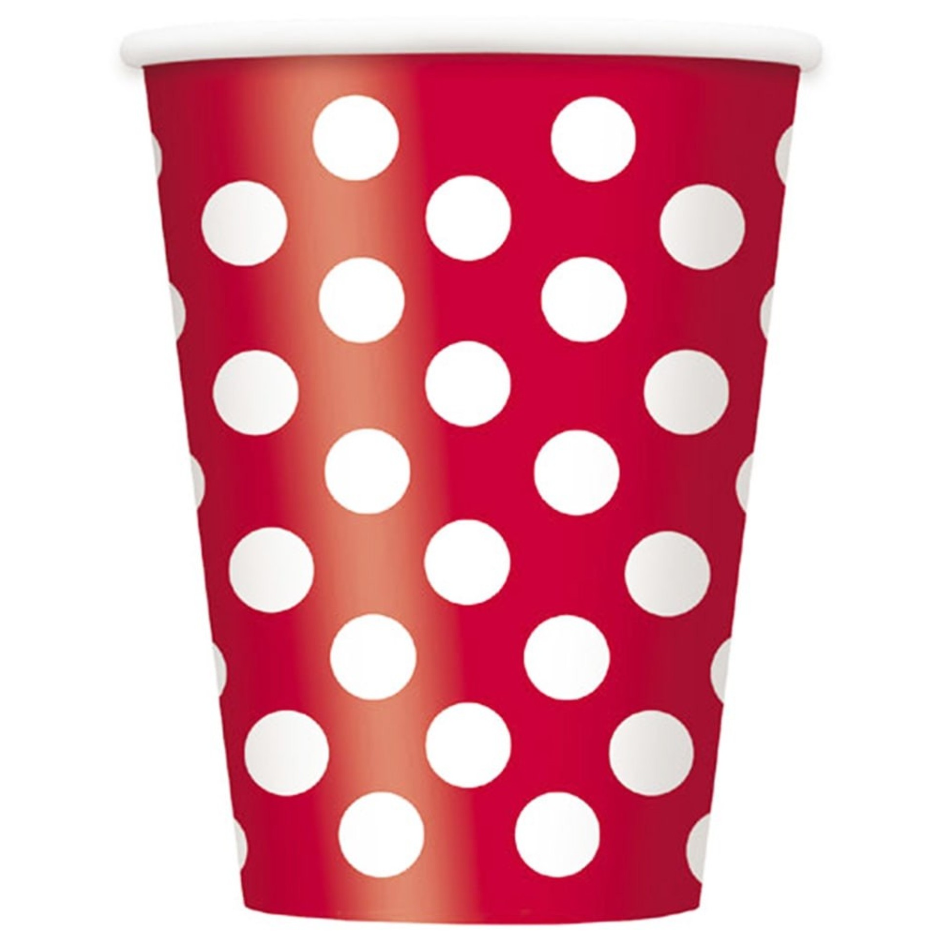 Copos Vermelhos com Bolas Brancas 6 Unid