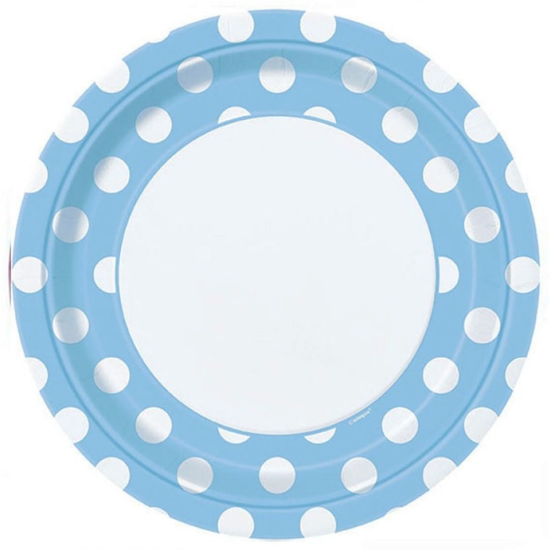 Pratos Azuis com Bolas Brancas 8 Unid
