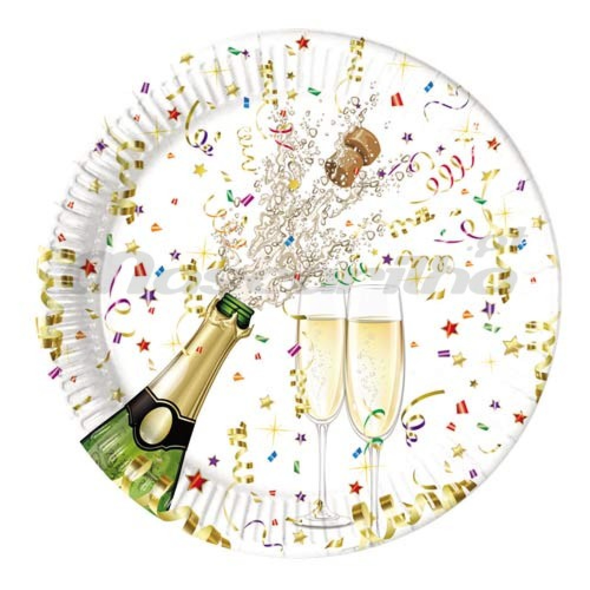 Pratos 23cm Celebração Champanhe 8Unid
