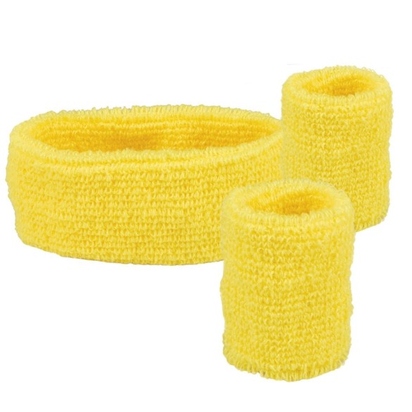 Fita de Cabelo e Pulseiras de Ginastica Amarelo