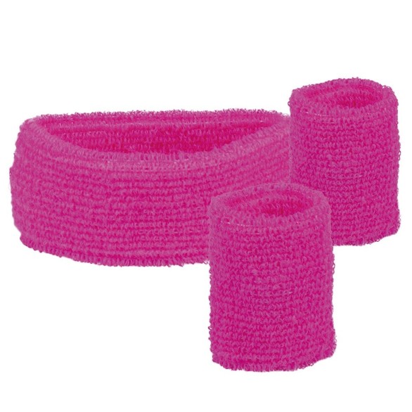 Fita de Cabelo e Pulseiras Ginastica Rosa