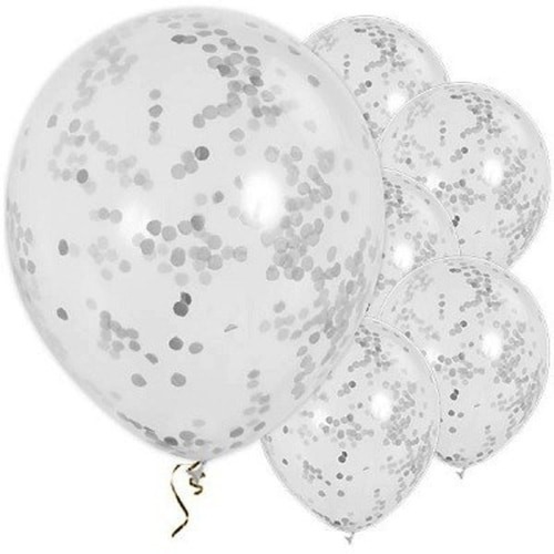 Balão com Confetis Cinzentos/Prateados 6un