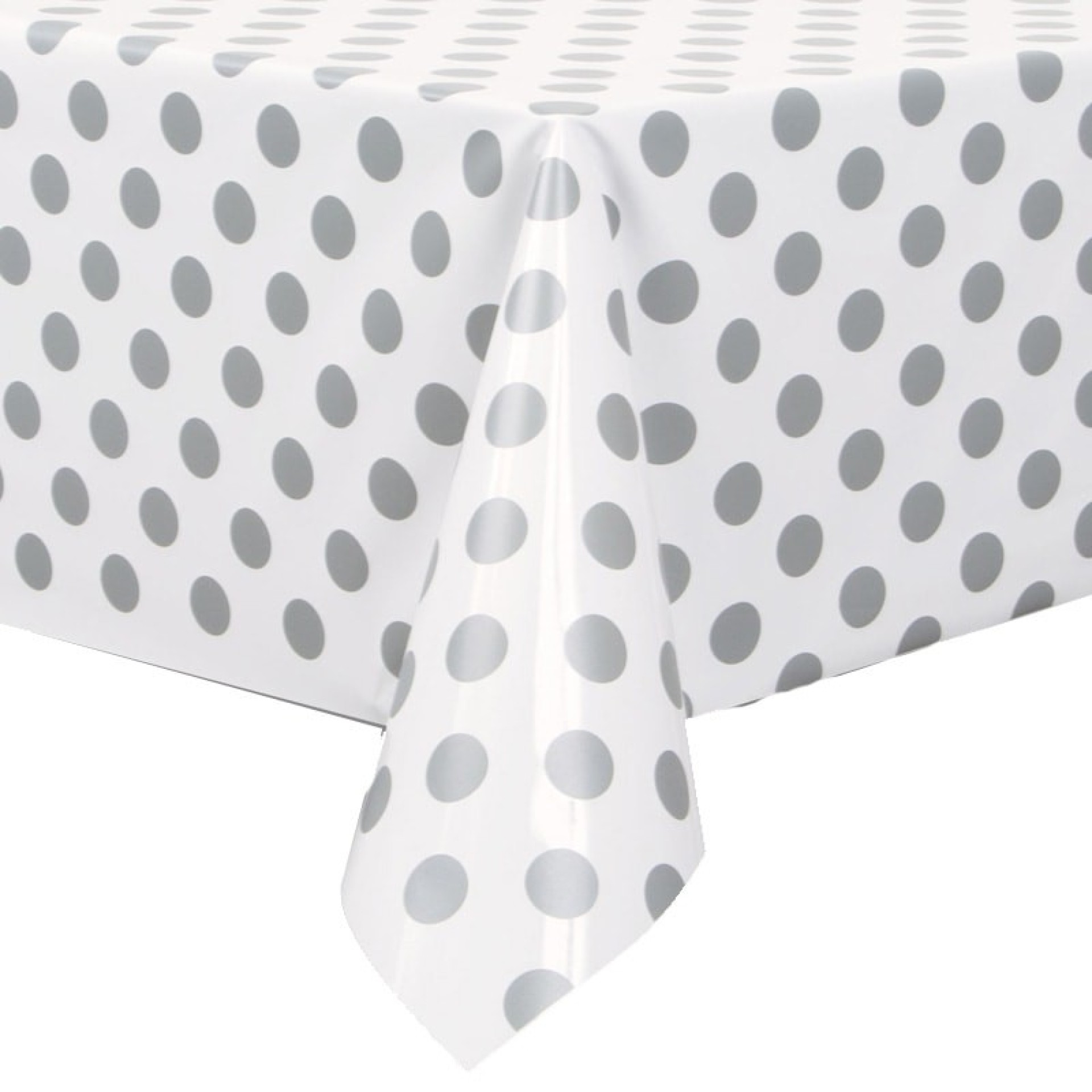 Toalha Plástica Branca Bolas Prata
