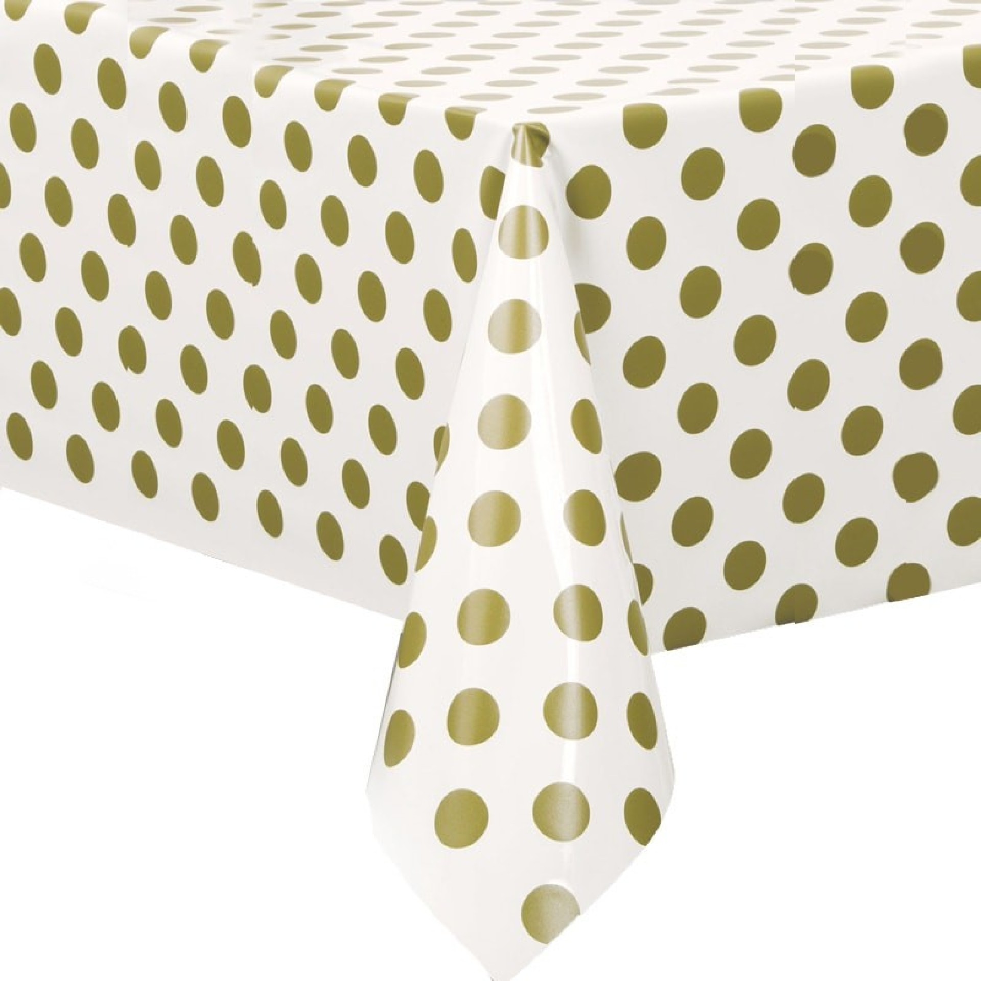 Toalha Plástica Branca Bolas Douradas