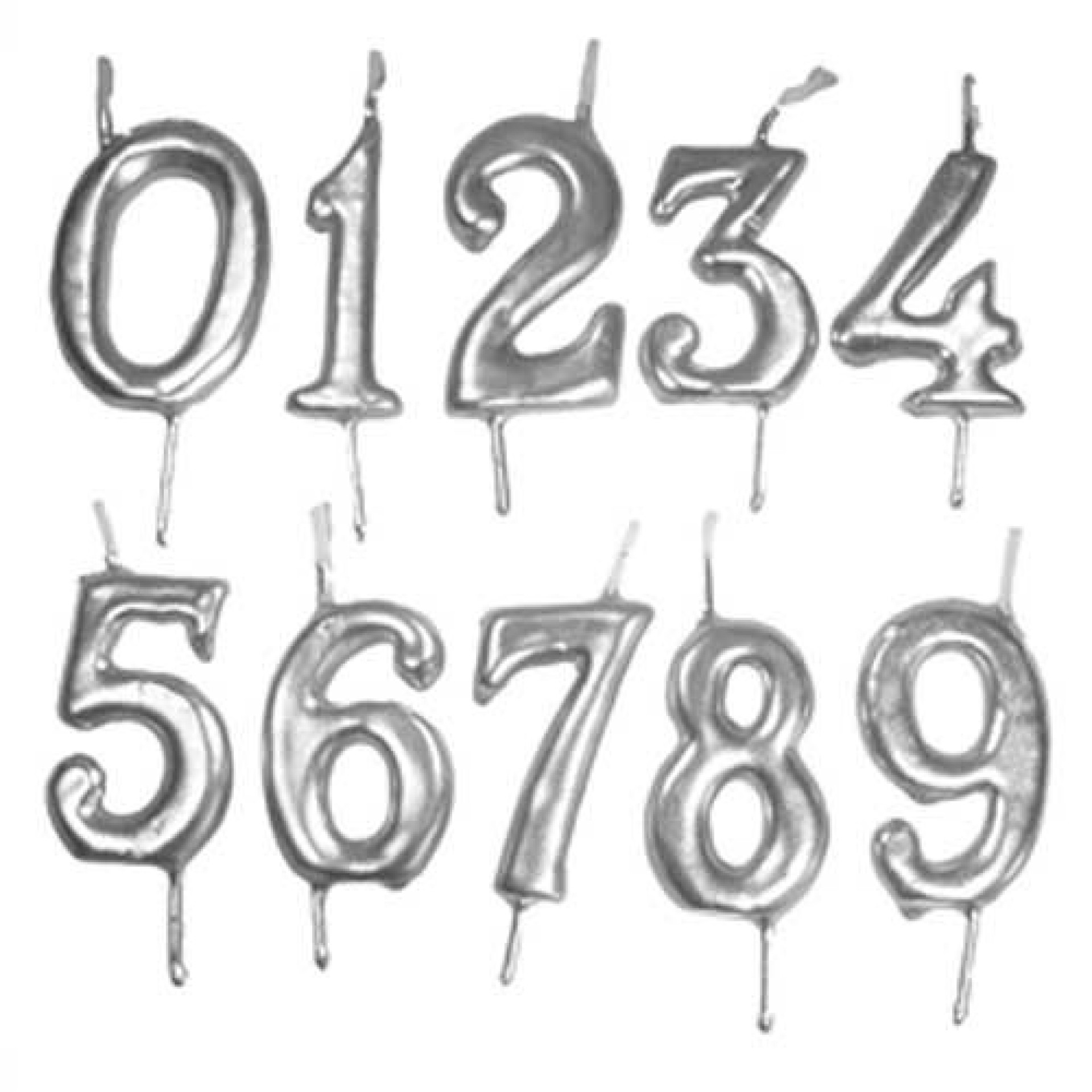 Velas Aniversário Números Prateados