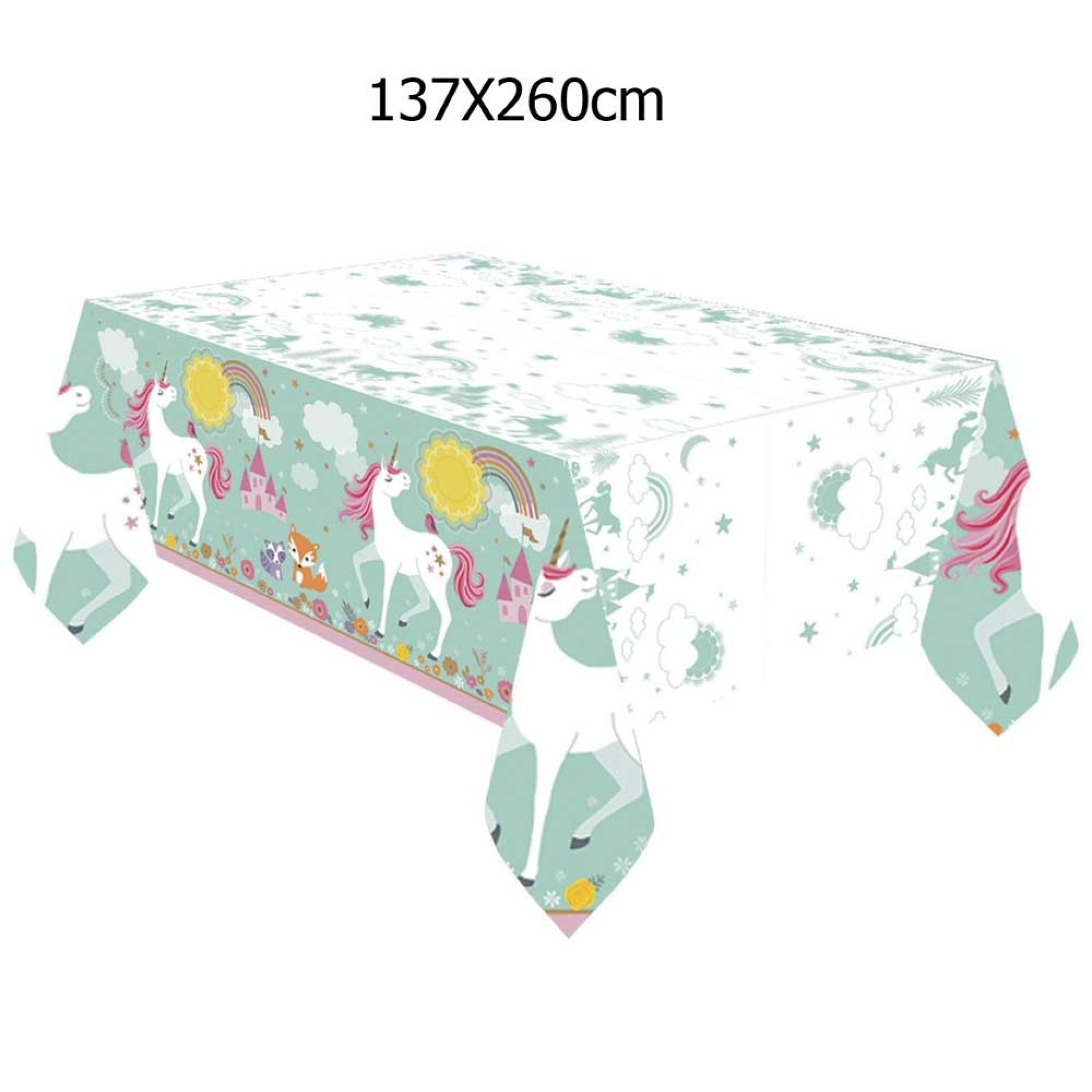 Toalha Plástica Unicórnio Mágico 137x260cm