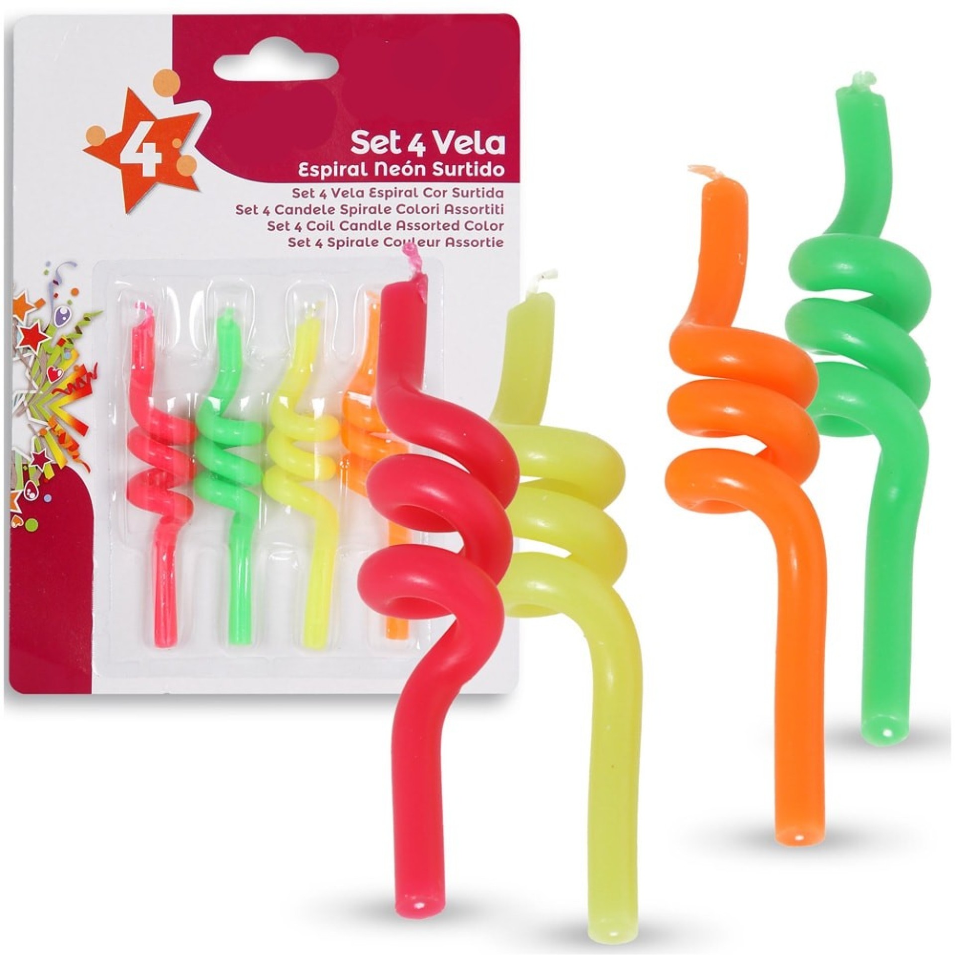 Velas Espiral Neon 4 unid