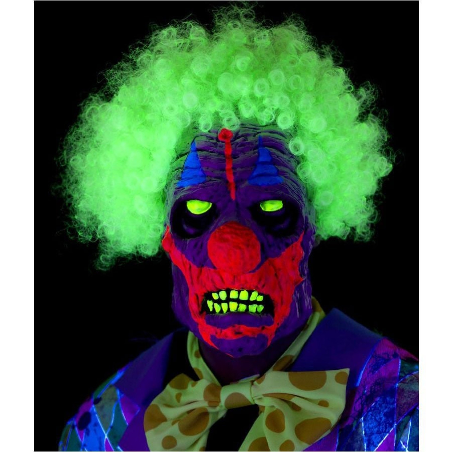 Máscara Palhaço UV Neon com cabelo
