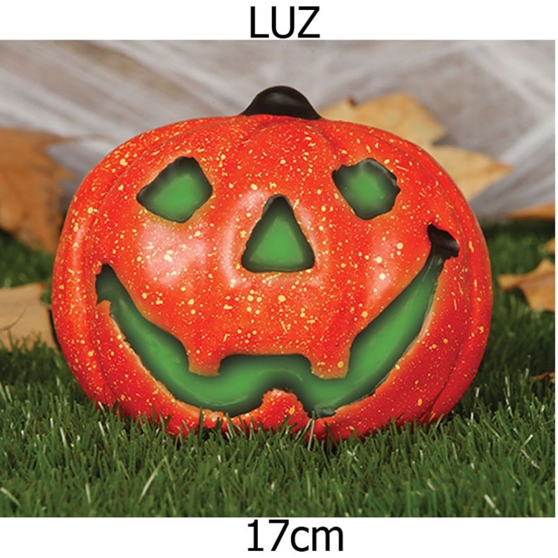 Abóbora Halloween Luz 17cm