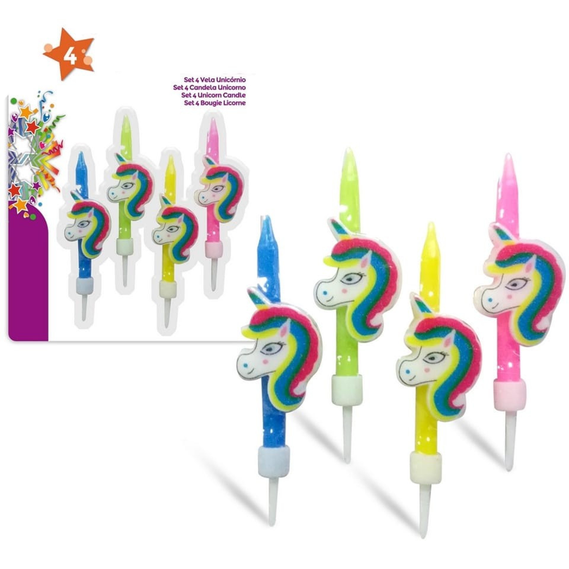 Velas Unicórnio 4unid