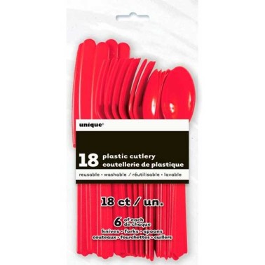 Pack Talheres Reutilizáveis Vermelho 18 unid Pack Talheres Reutilizáveis Vermelho 18 unid