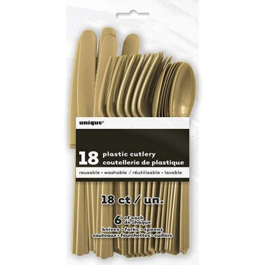 Pack Talheres Reutilizáveis Dourado 18 unid Pack Talheres Reutilizáveis Dourado 18 unid