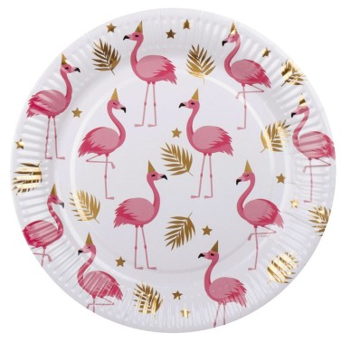 Pratos Flamingo Tropical 10 unid