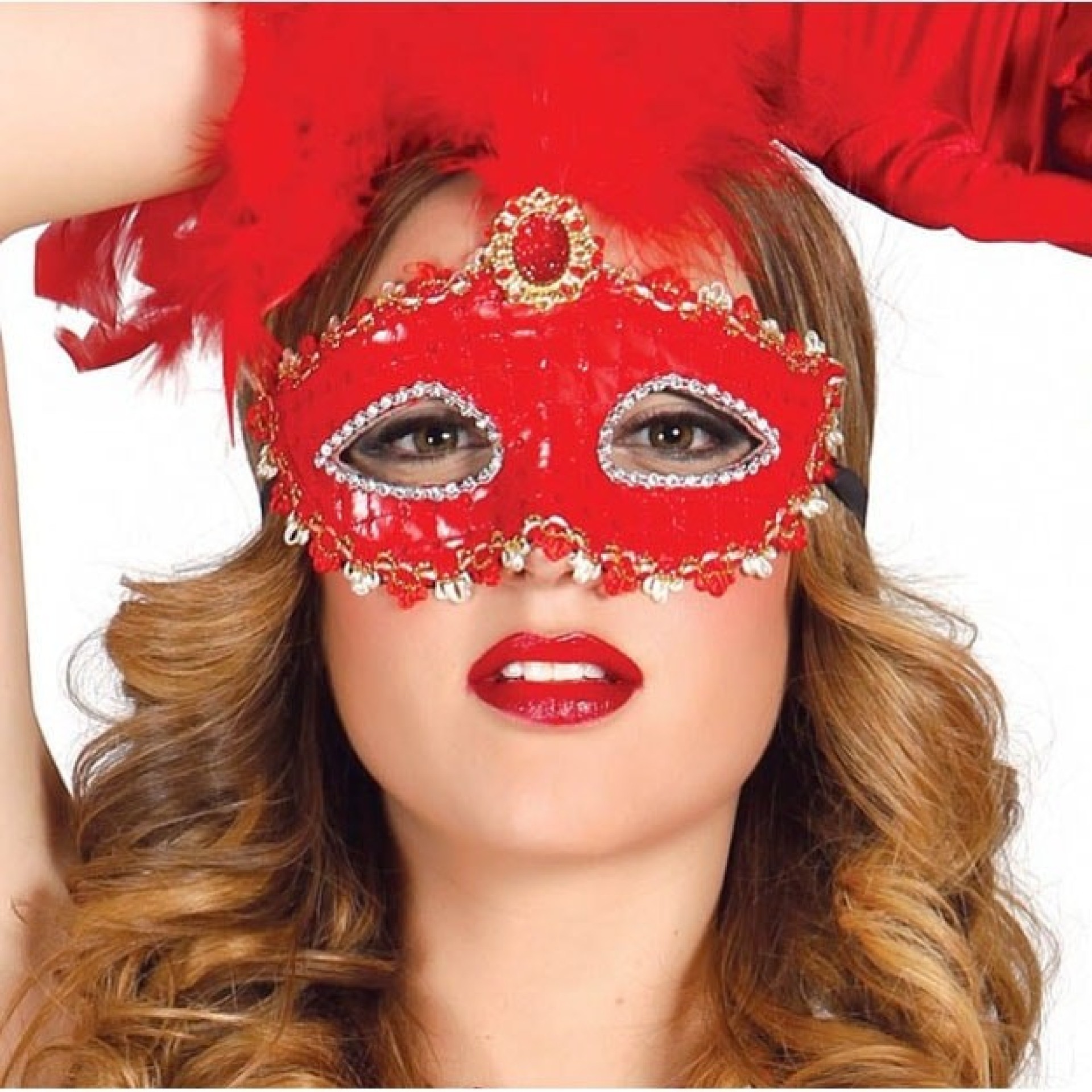 Máscara Veneziana Pluma Vermelha