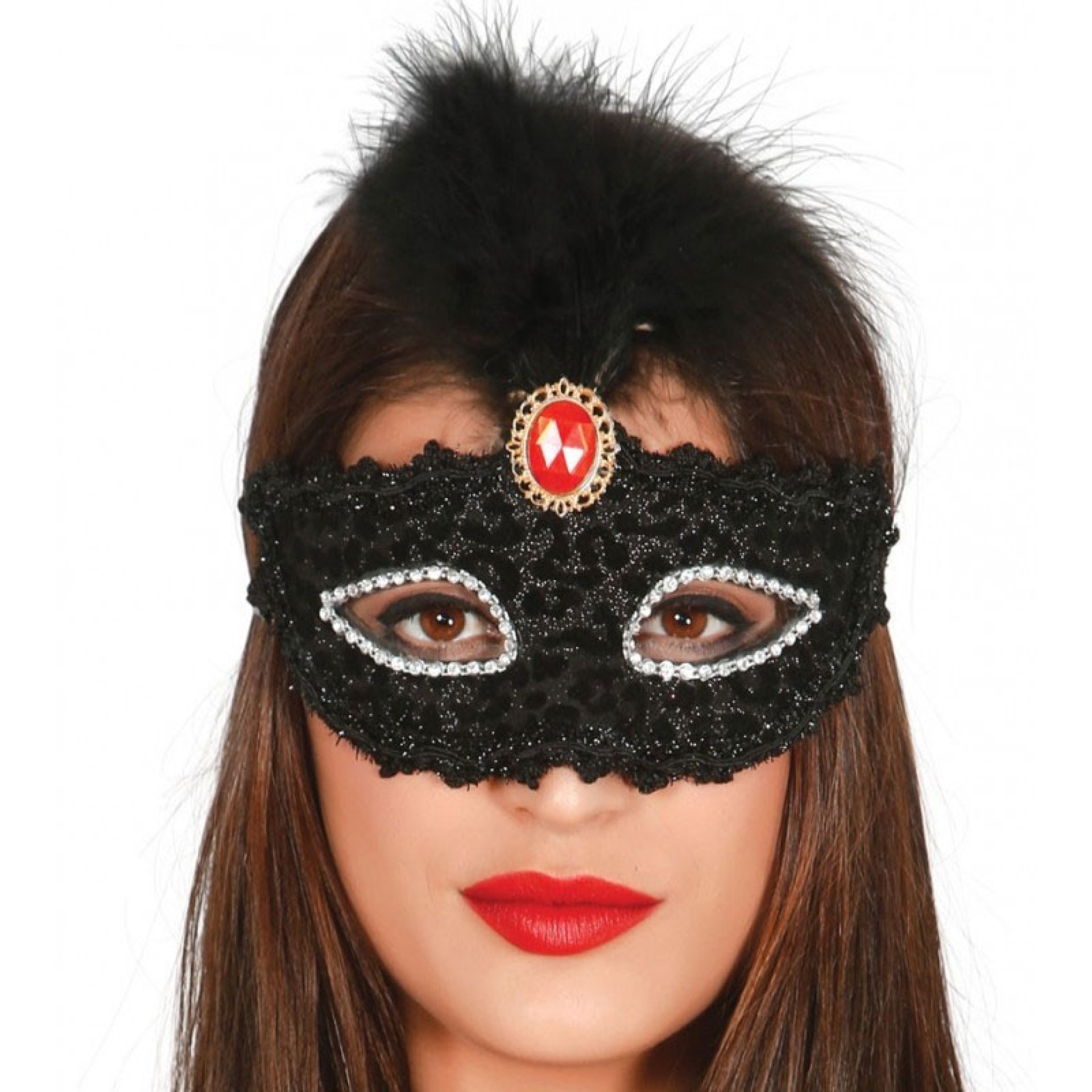 Máscara Veneziana Pluma Preta