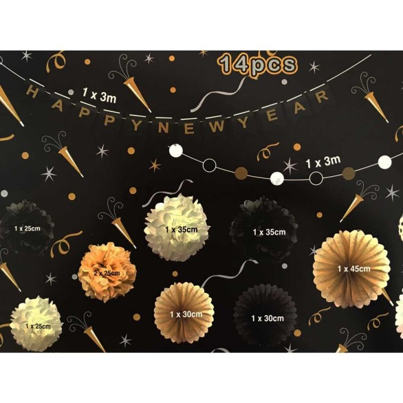 Kit Decorativo Happy New Year 14 Pe�as