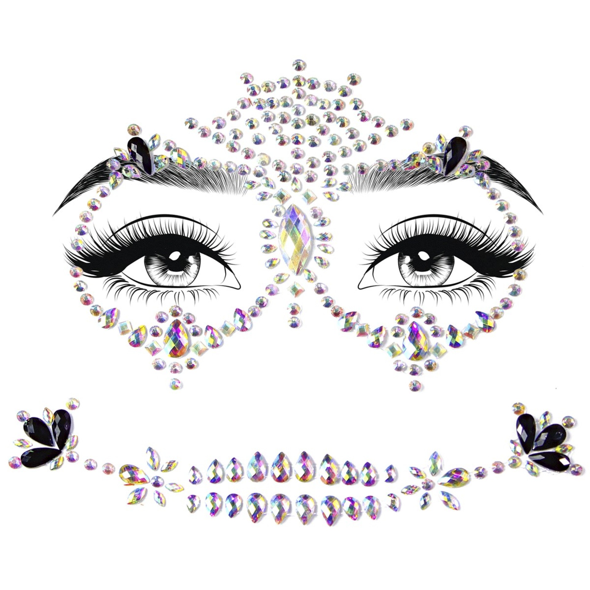 Brilhantes Adesivos Rosto Caveira Halloween