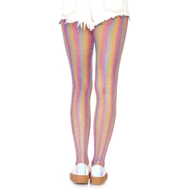Collant Rede Arco Íris com Glitter Collant Rede Arco Íris com Glitter