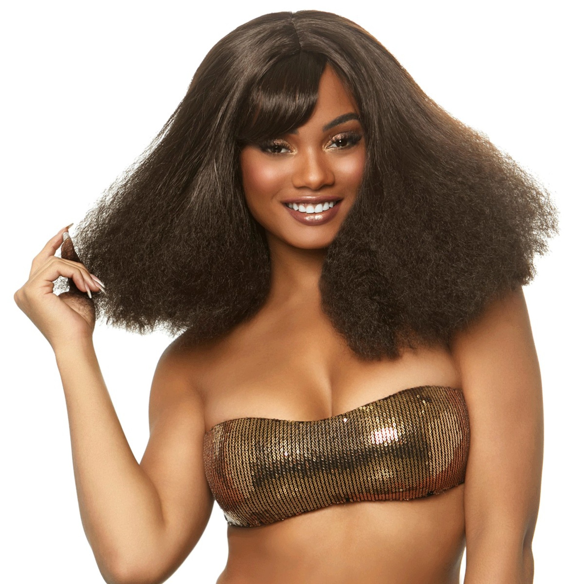 Peruca Disco Diva Castanha