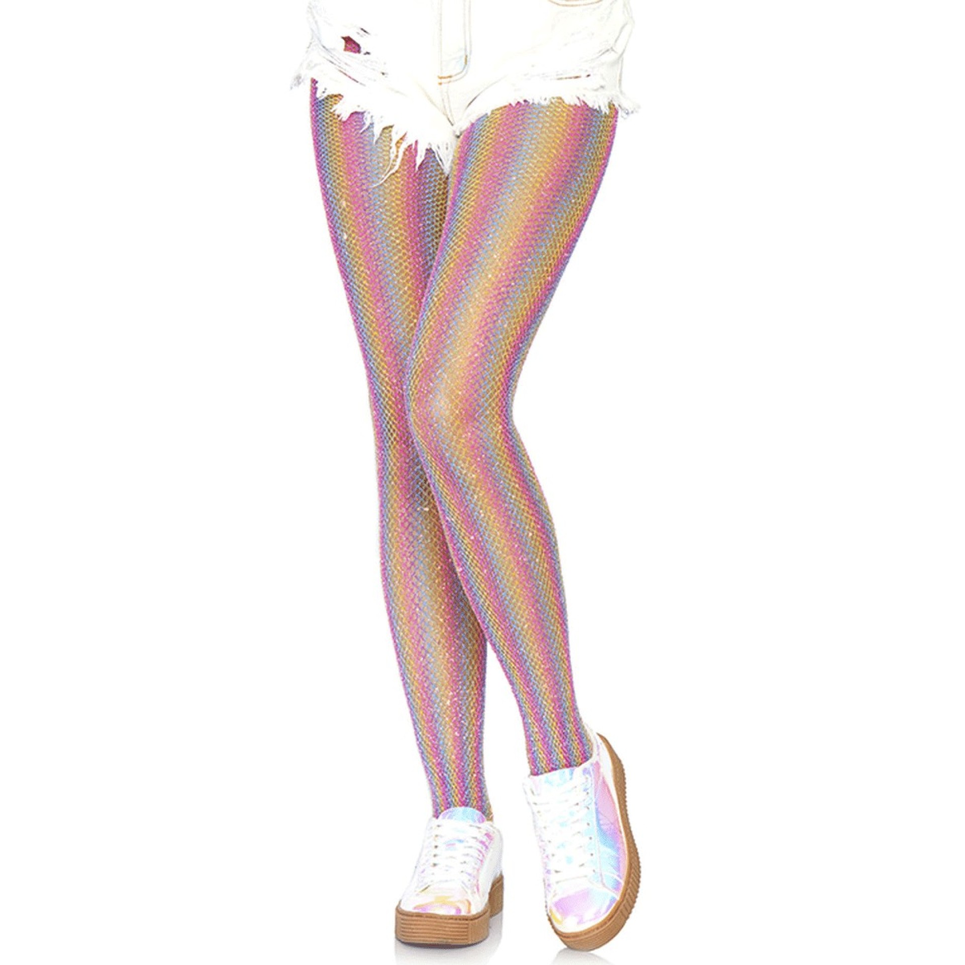 Collant Rede Arco Íris com Glitter