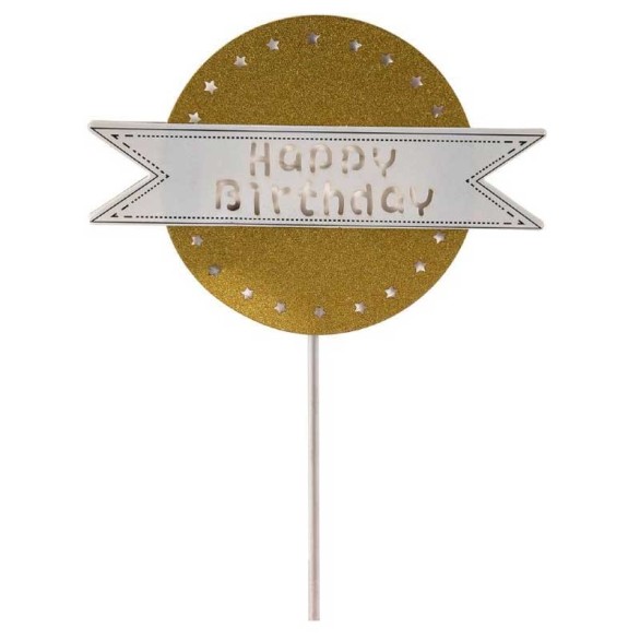 Topo Bolo Happy Birthday com Luz