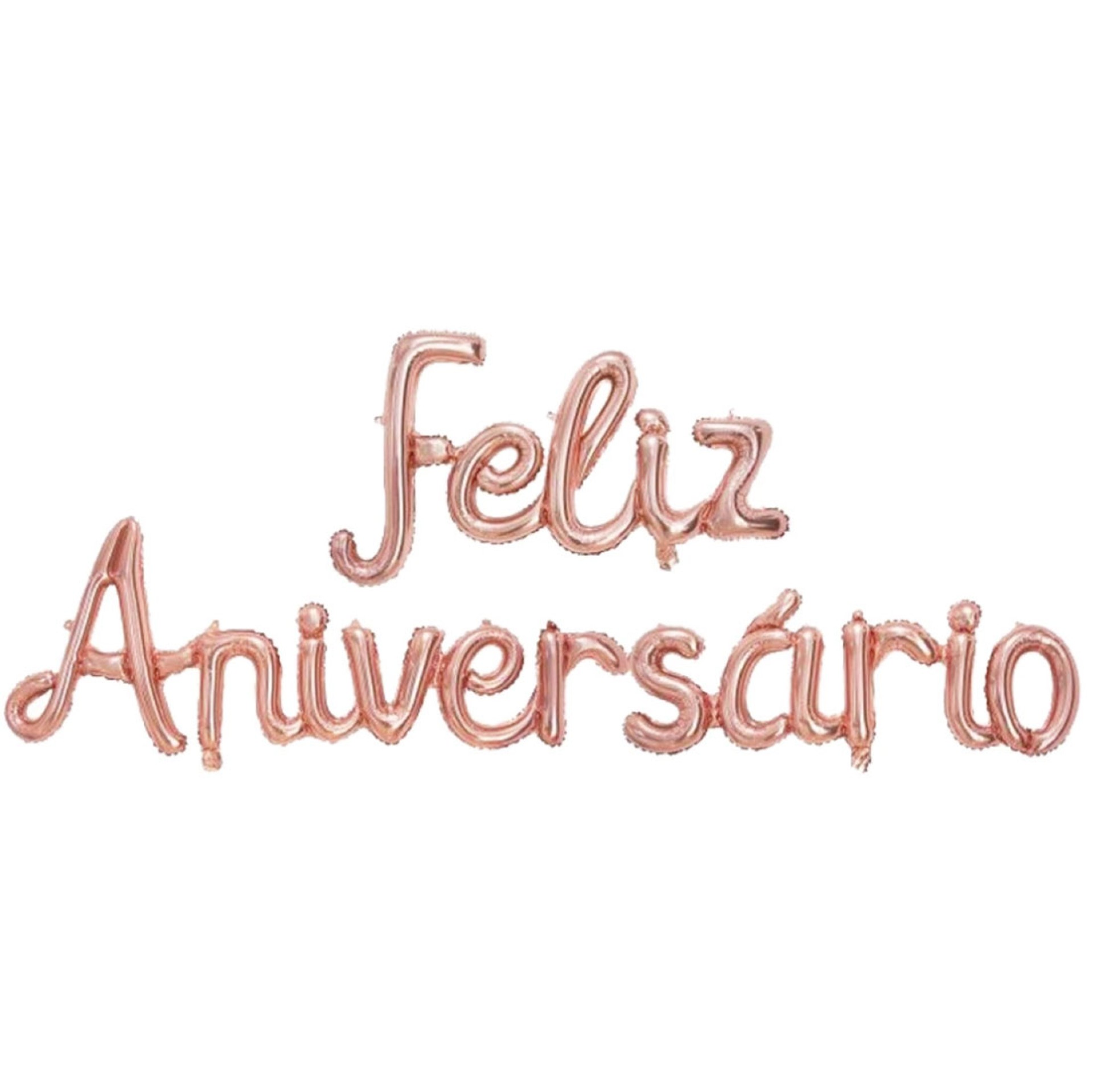 Balões Feliz Aniversário Rose Gold