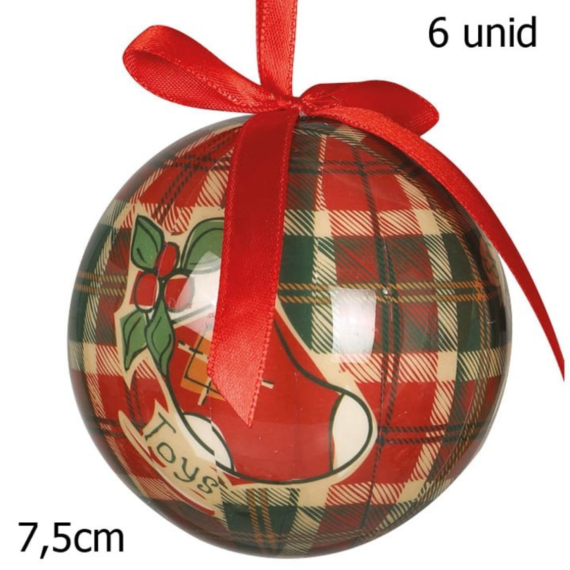 Bolas Natal Xadrez 6 unid