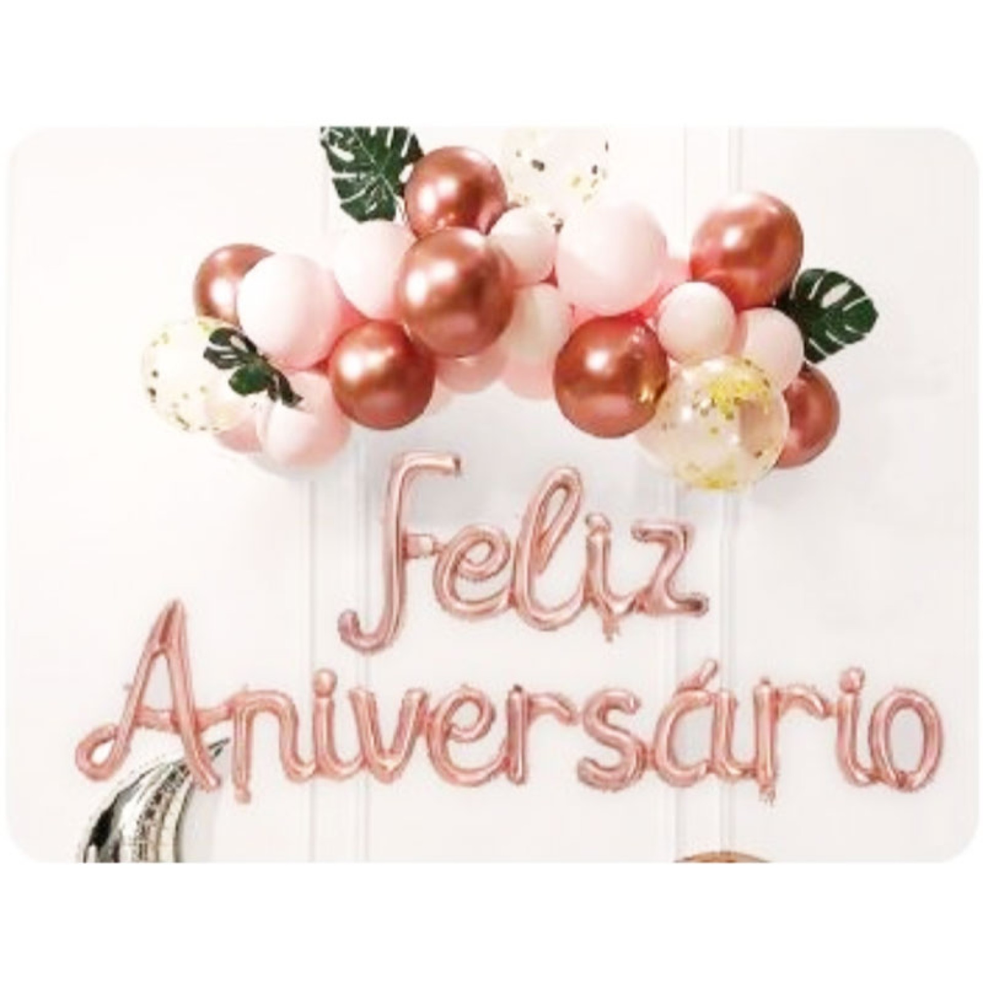 Balões Feliz Aniversário Rose Gold