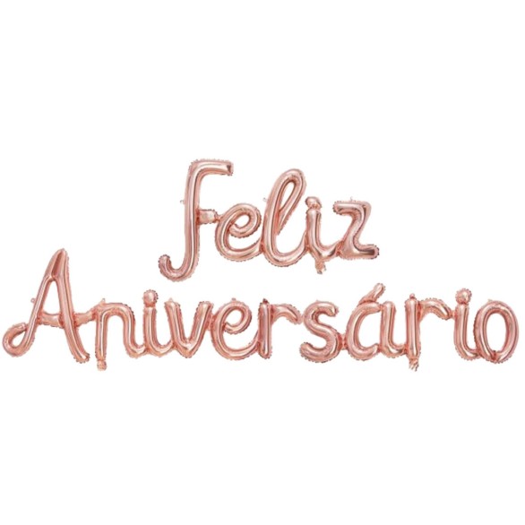 Balões Feliz Aniversário Rose Gold