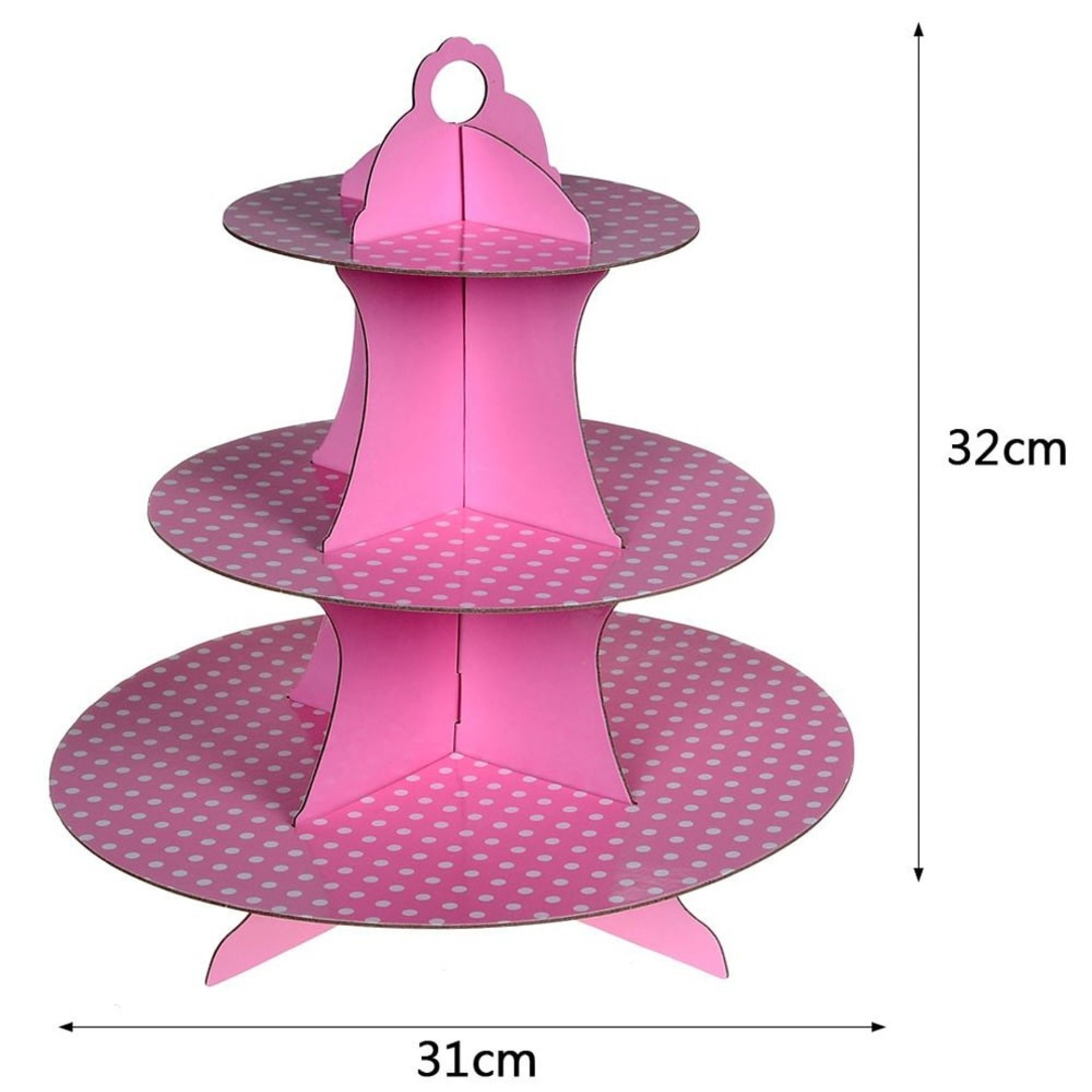 Expositor Cupcakes Rosa com Bolinhas