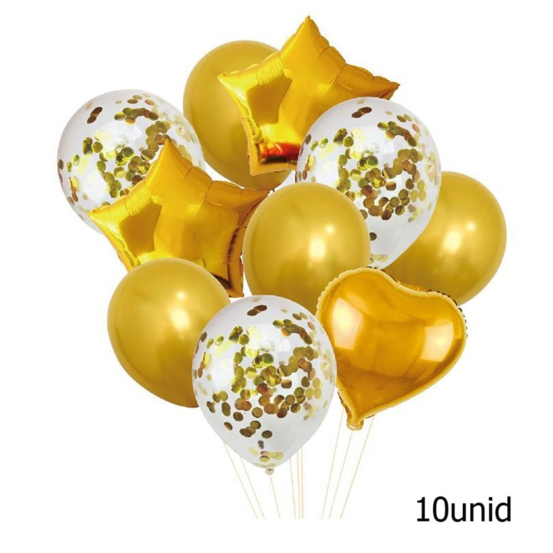 Kit Balões Decorativos Dourados 10 unid