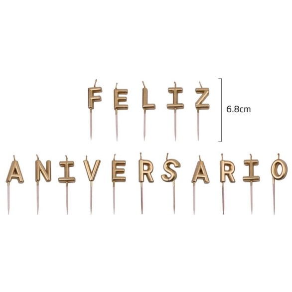 Velas Feliz Aniversrio Douradas