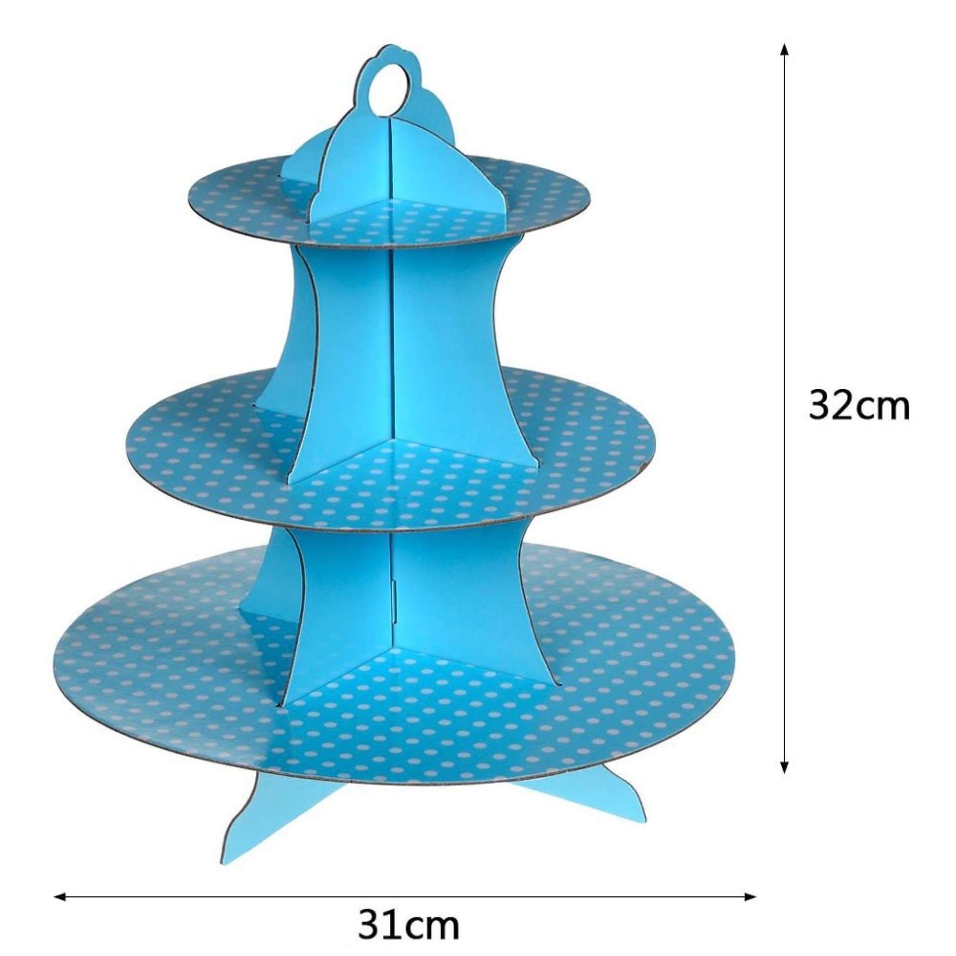 Expositor Cupcakes Azul com Bolinhas