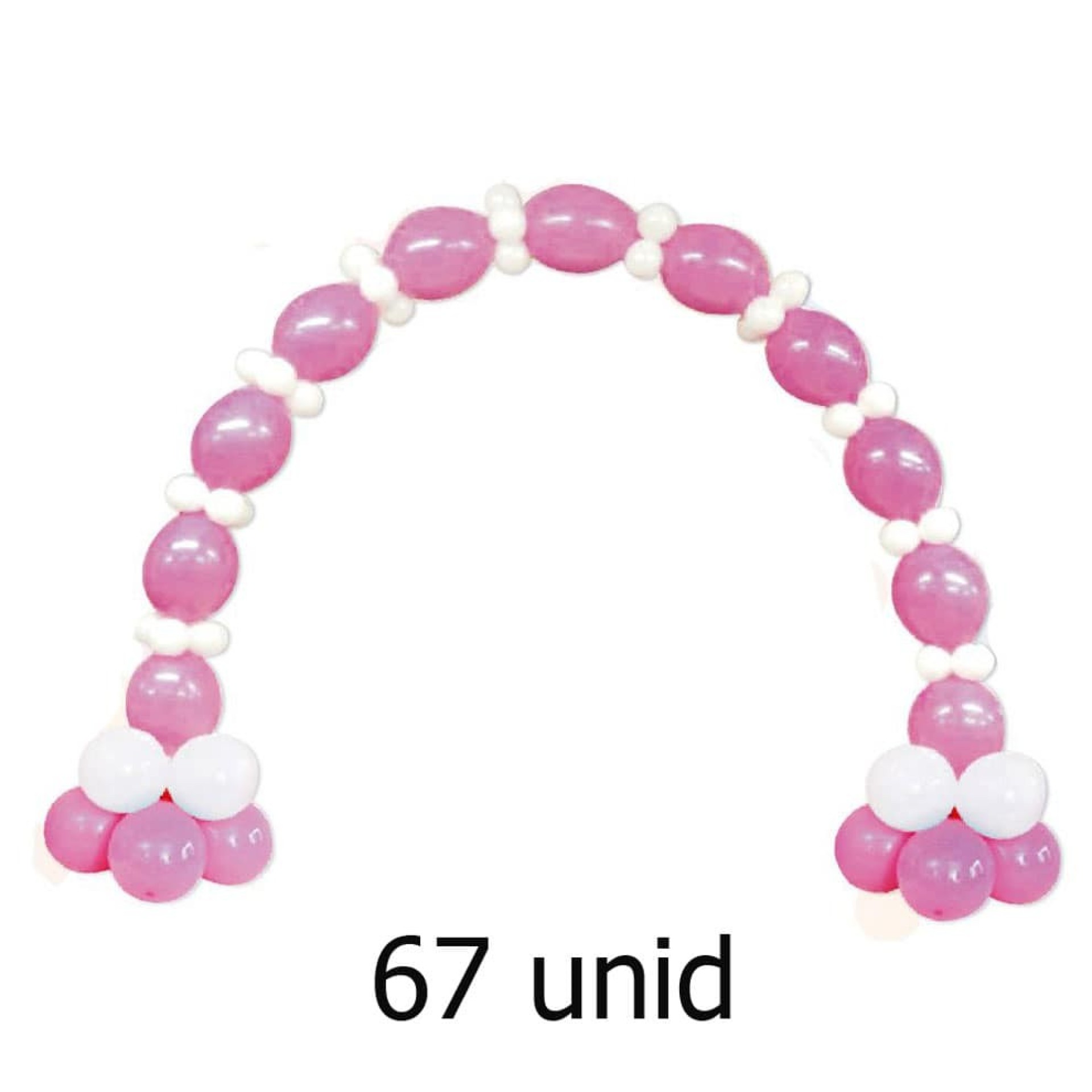 Arco Balões Rosa e Branco 67 unid