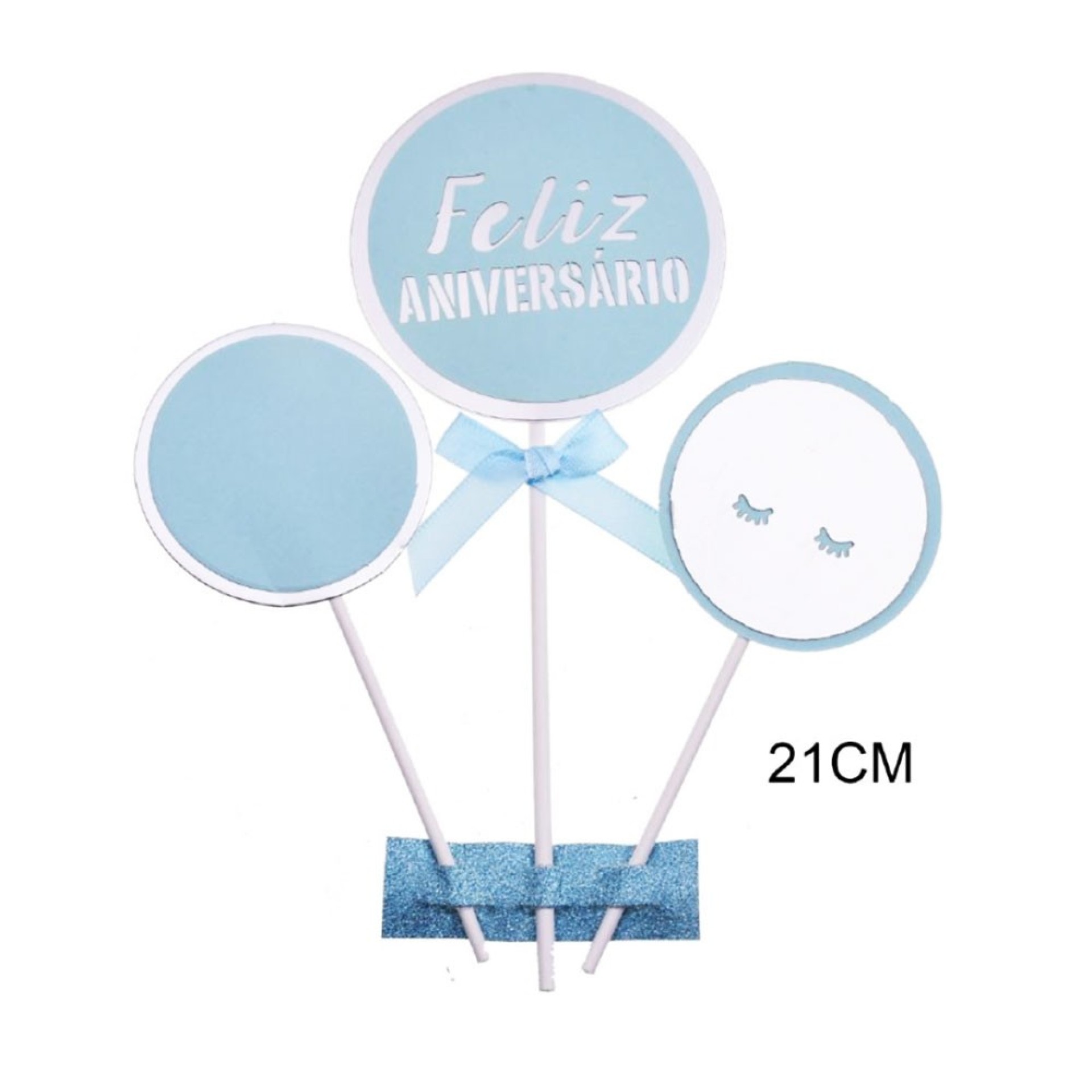 Topos de Bolo Feliz Aniversário Azul