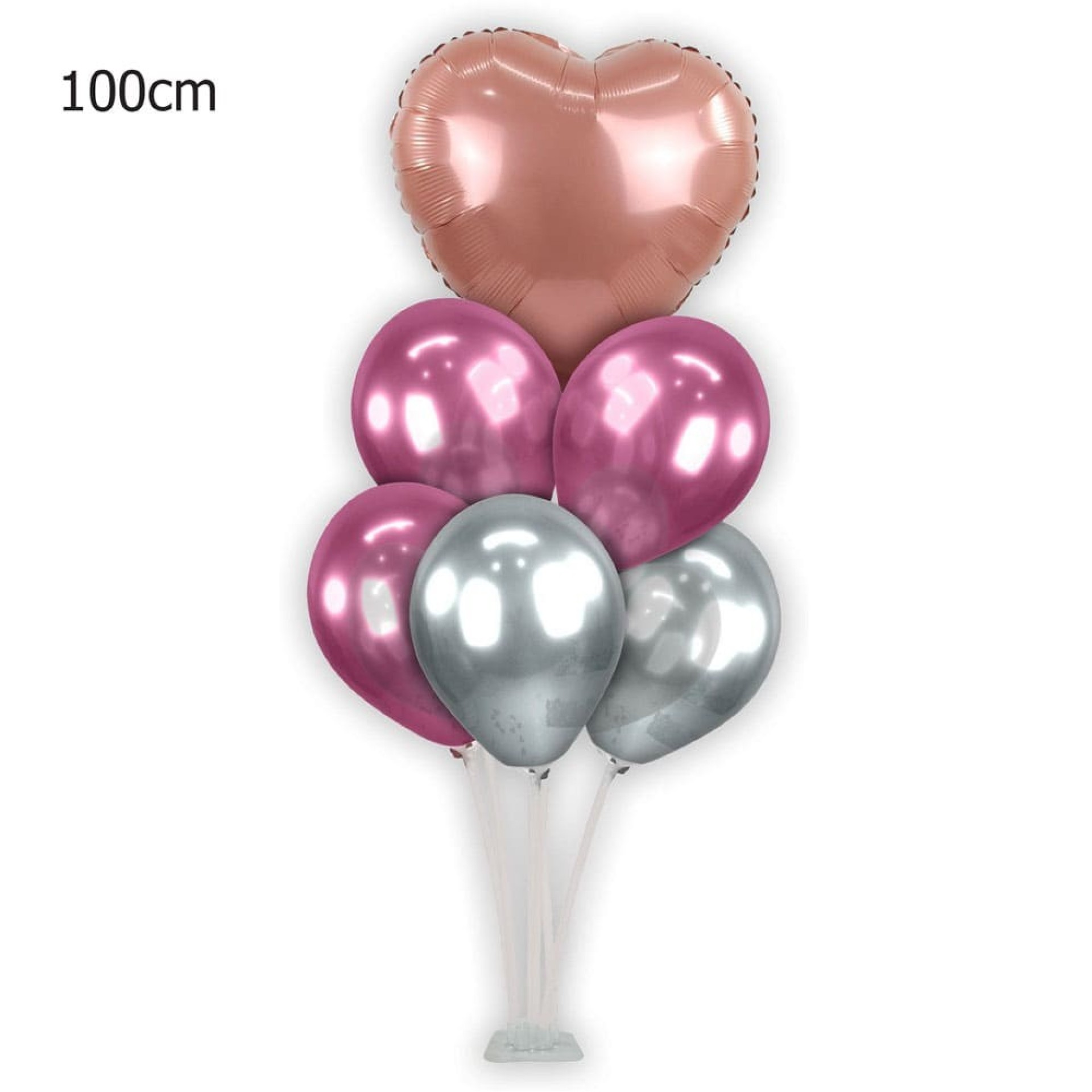 Bouquet Balões Cromados Rosa Prata