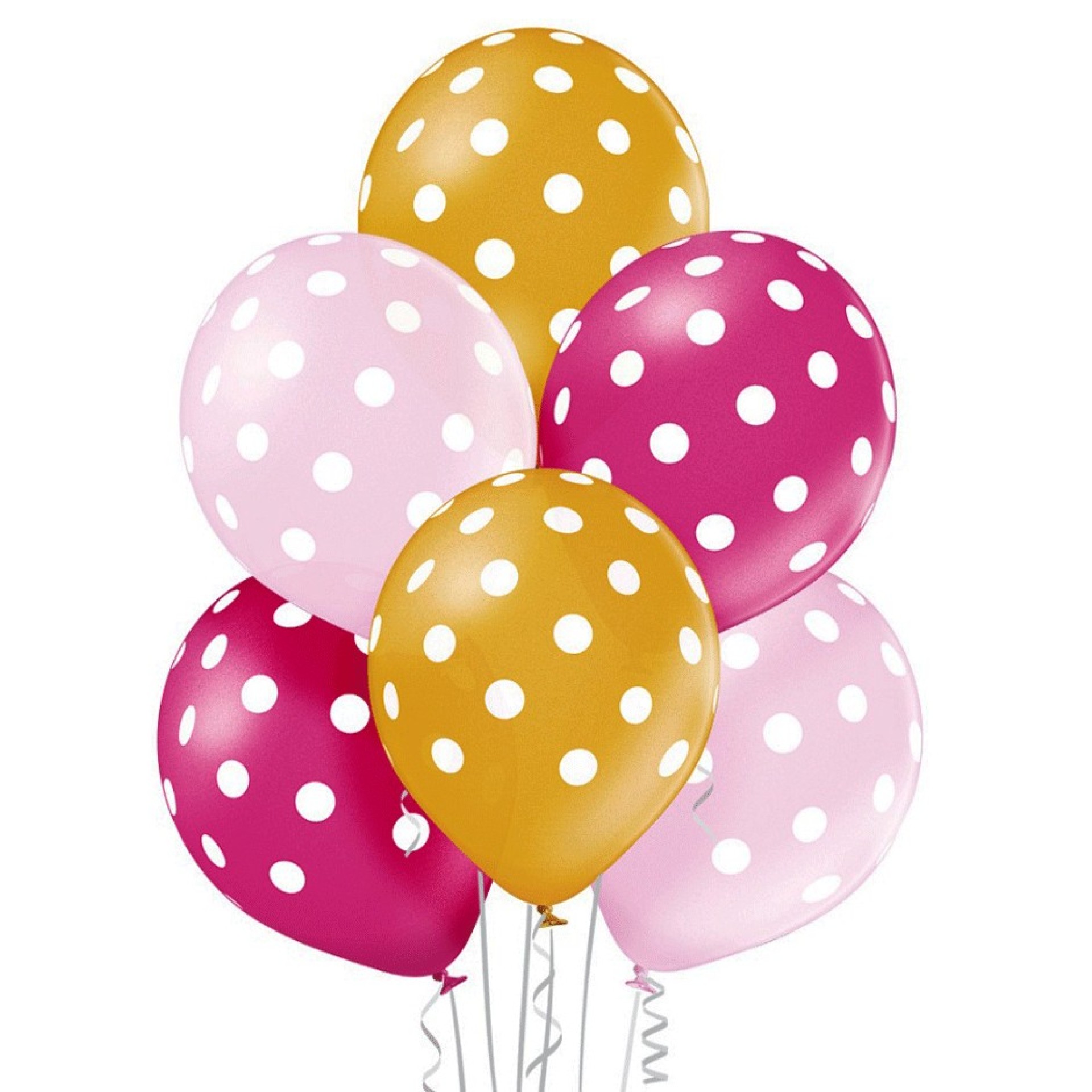 Balões Bolinhas Rosa e Dourado 6 unid