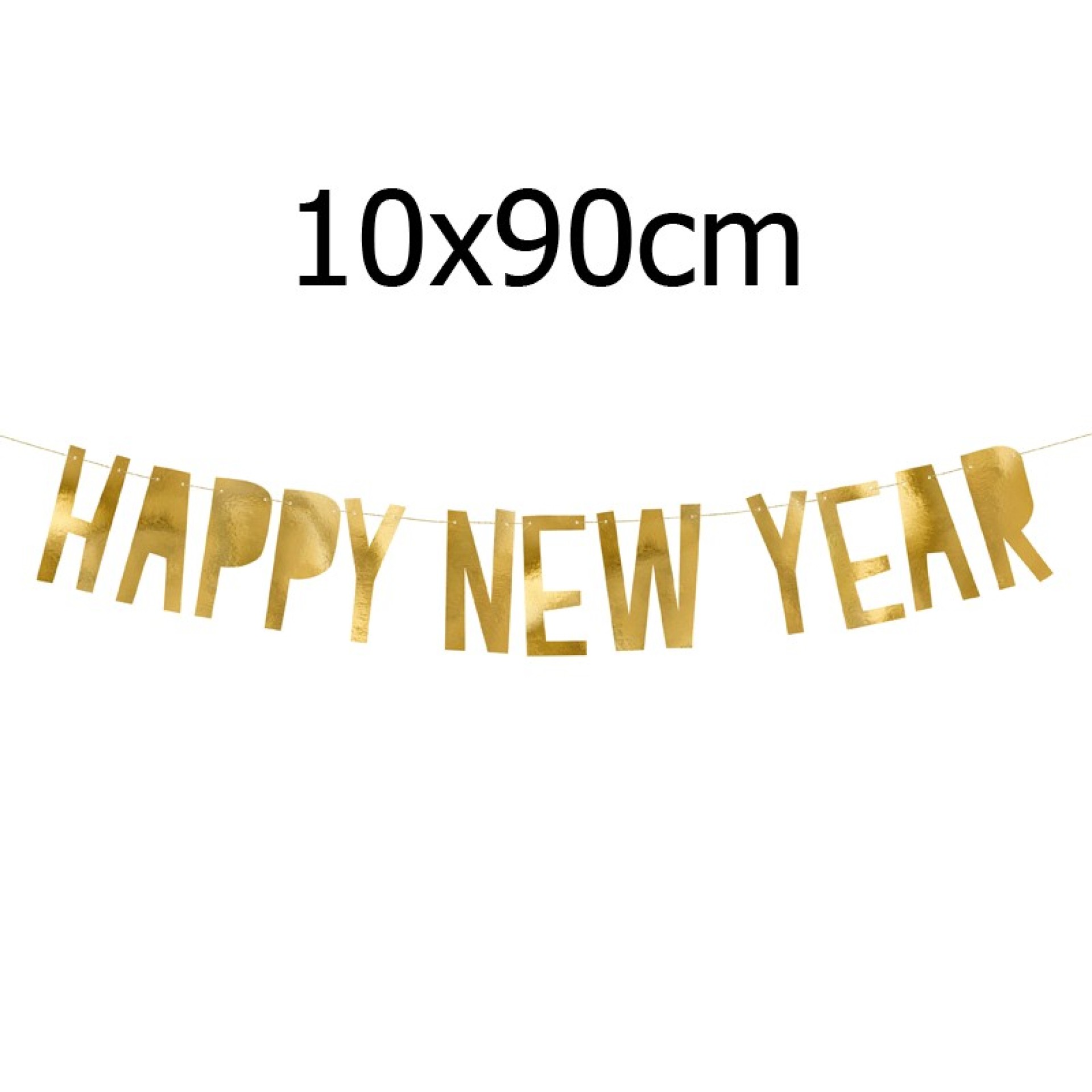 Grinalda Happy New Year Dourada 90cm