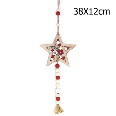 Pendente Natal Estrelas Madeira 38cm