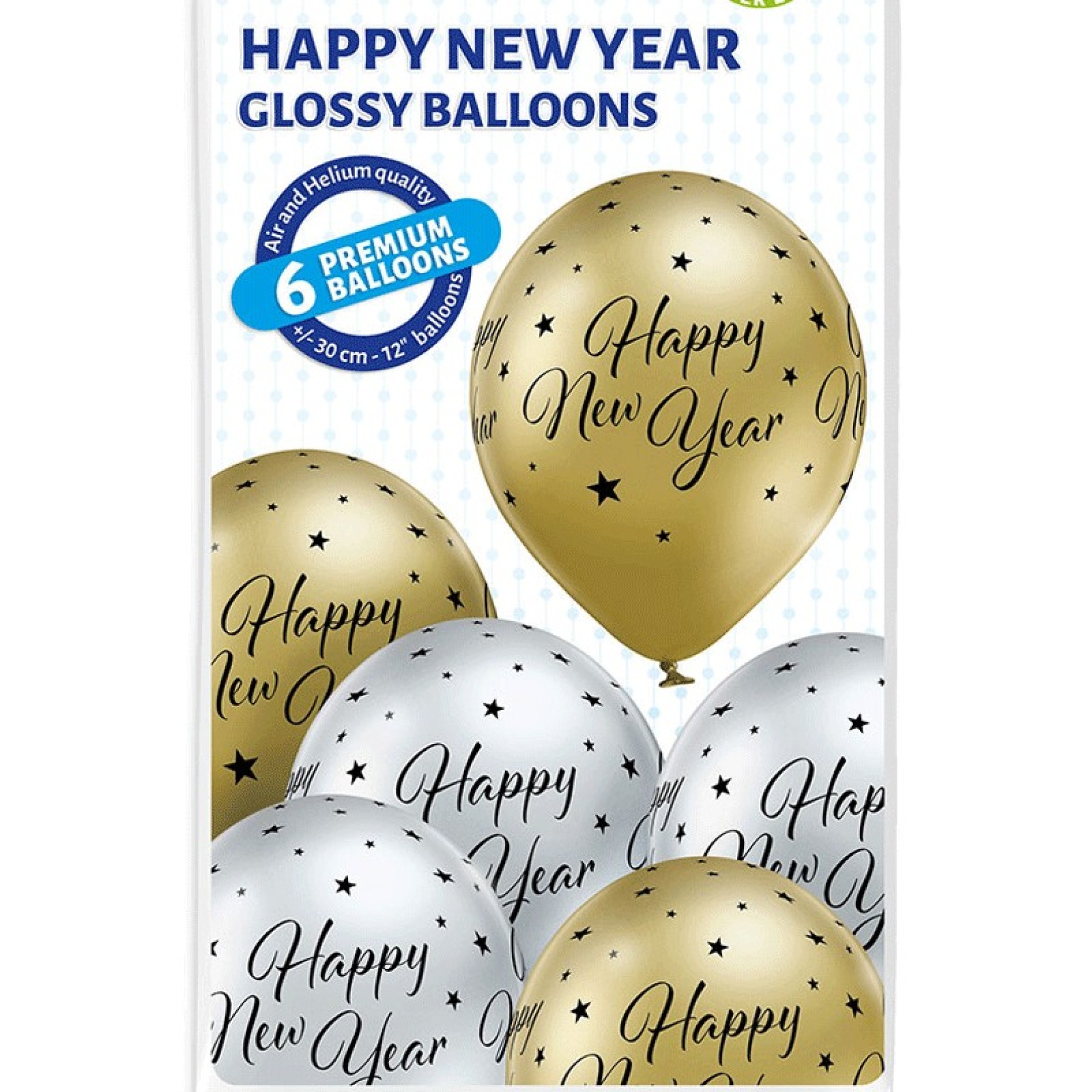 Pack Balões Happy New Year Ouro Prata