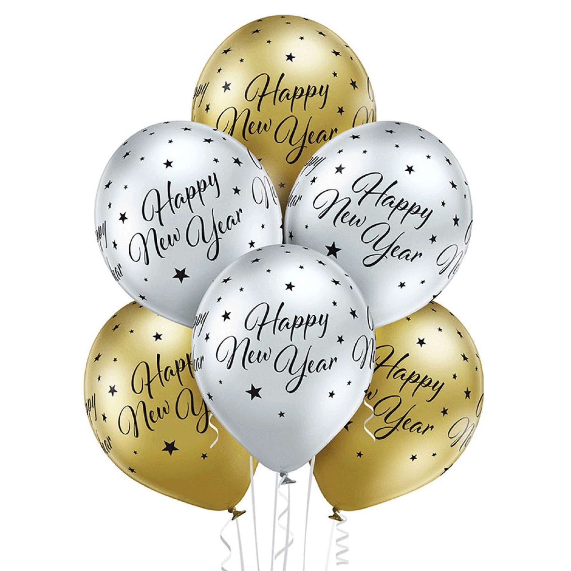 Pack Balões Happy New Year Ouro Prata