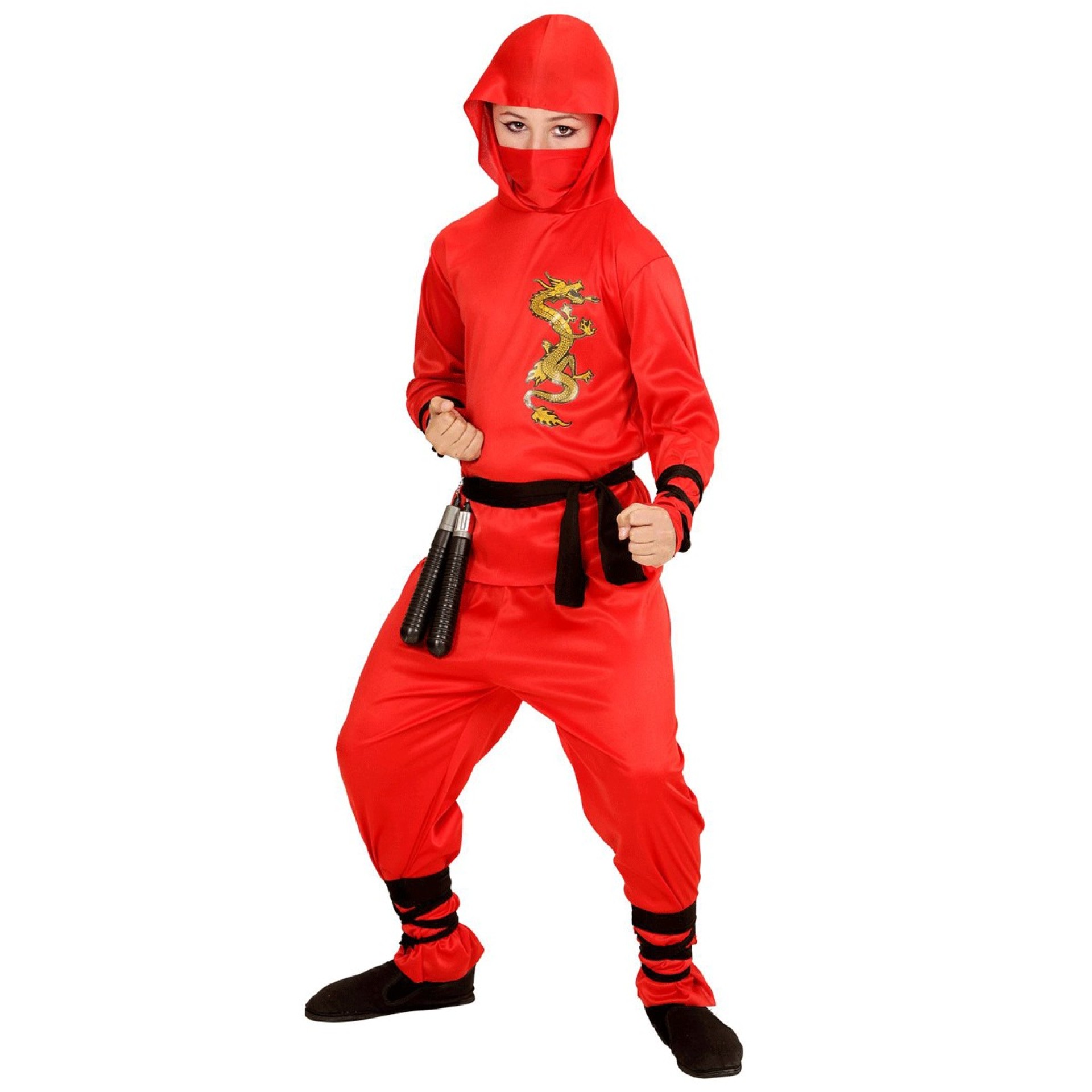 Fato Dragão Ninja Vermelho Menino