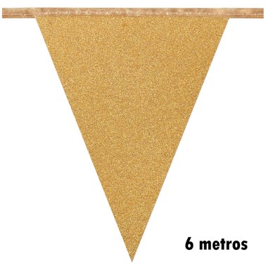Bandeirolas Douradas com Glitter Bandeirolas Douradas com Glitter